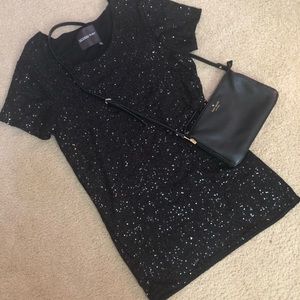 Black sequin shift dress